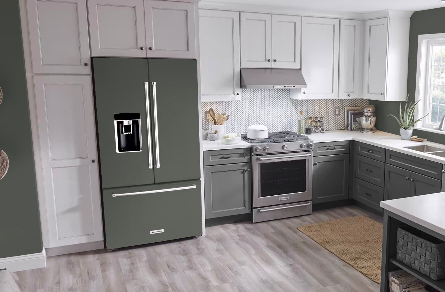Pewter Green SW 6208 Color Matching Refrigerator Wrap